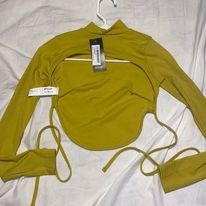 NWT Nasty Gal Lime Backless Tie Top